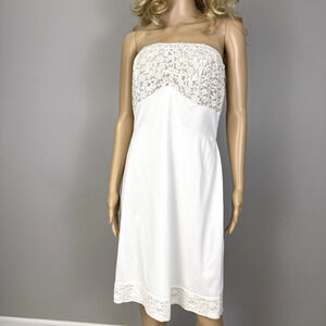 Vintage Hollywood Vassarette Full Slip 36S Sleeveless Sheer Lace Applique White